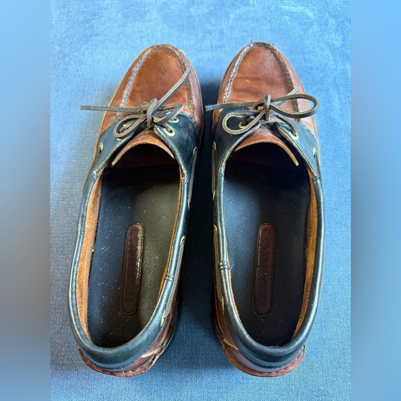 Life Outdoors Slip On Loafer Boat Shoes Men’s SZ 11 Black Brown Leather Preppy